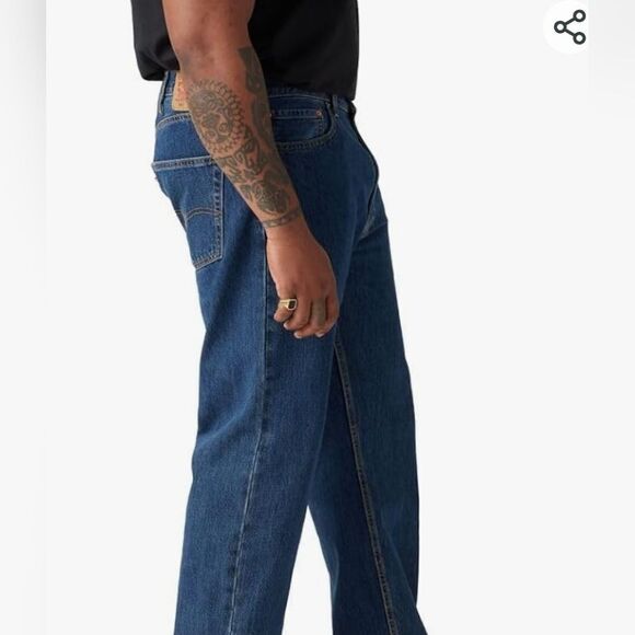 LEVI'S Strauss 505 W30"×L32 Straight Leg Dark Blue Wash Denim  Men's Jeans - Picture 3 of 11